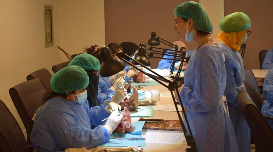 Participants attending a hands-on periodontology workshop at IADSR under the guidance of Dr Farheen Qureshi.