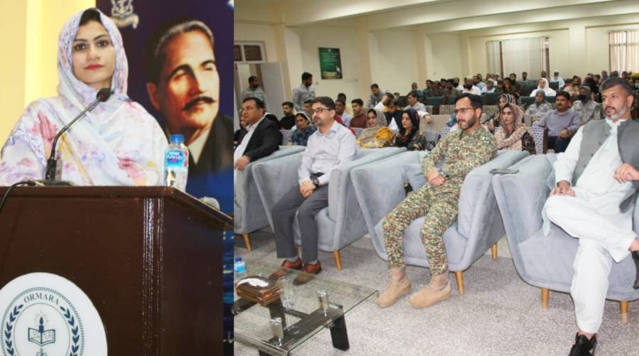 Dr. Hera Nadeem and Dr. Mohammad Nadeem Ahmed Khan address naval personnel and families during the diabetes and oral health awareness session at Jinnah Naval Base.
