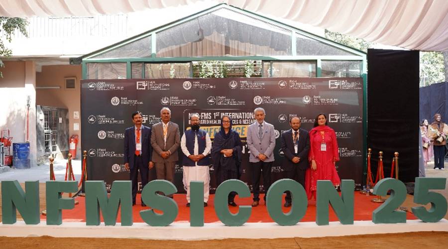 Inaugural session of the NUR–FMS International Integrated Health Sciences and Research Conference 2025 at FMH College of Medicine and Dentistry.