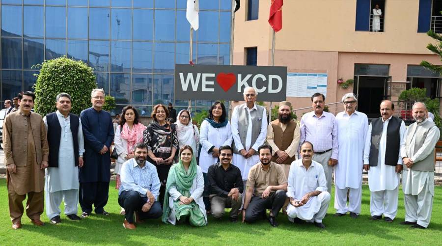 Khyber College of Dentistry faculty and retired academics at a condolence reference honouring Prof. Dr Ahmad Iqbal in Peshawar.
